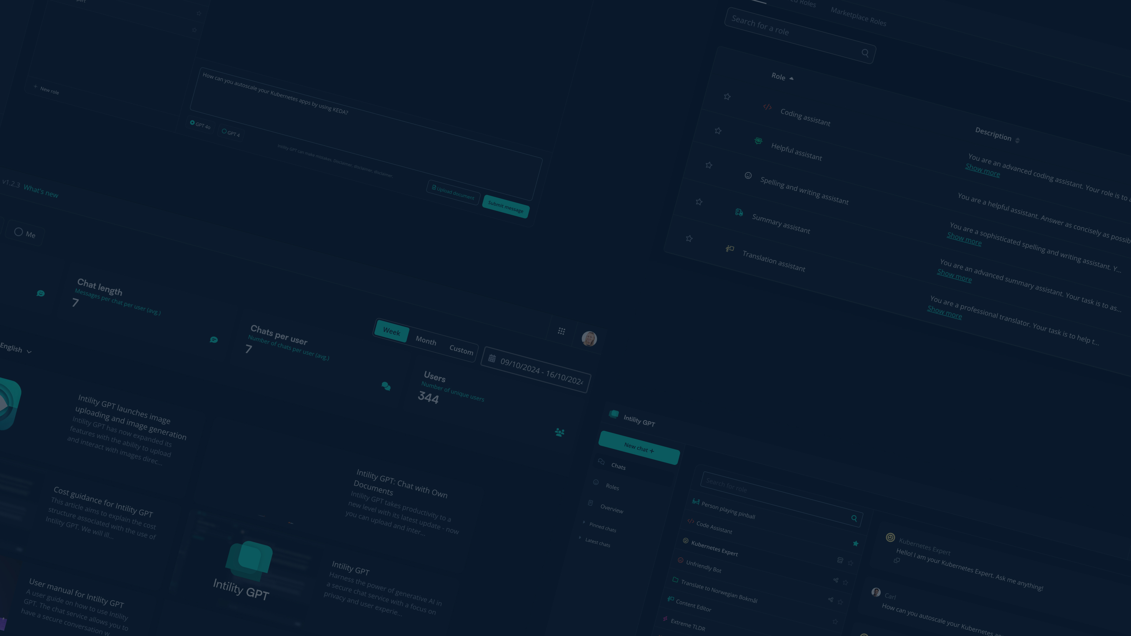 Screenshots from Intility GPT dashboard